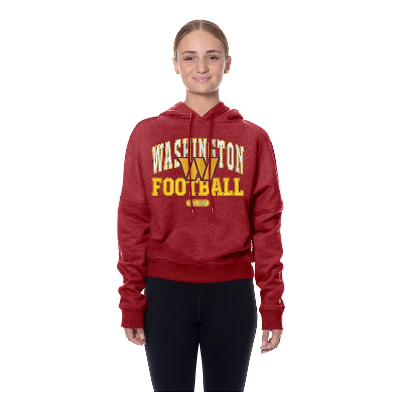 Women's New Era Burgundy Washington Commanders Throwback Boxy Hoodie Sweatshirt