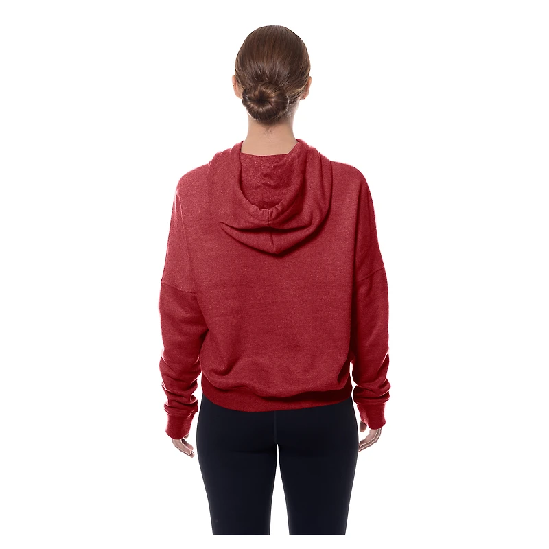 Women's New Era Burgundy Washington Commanders Throwback Boxy Hoodie Sweatshirt