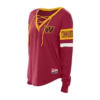 Women's New Era  Burgundy Washington Commanders Throwback Lace-Up Long-Sleeve T-Shirt