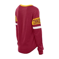 T-shirt à manches longues lacets rétro New Era bordeaux Washington Commanders pour femme