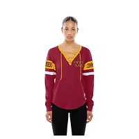 Women's New Era  Burgundy Washington Commanders Throwback Lace-Up Long-Sleeve T-Shirt