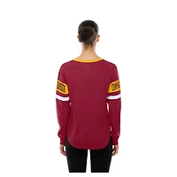 T-shirt à manches longues lacets rétro New Era bordeaux Washington Commanders pour femme