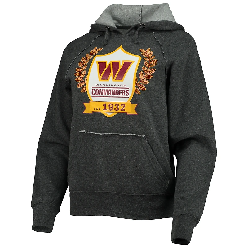 Sweat à capuche raglan New Era Heathered Charcoal Washington Commanders pour femme