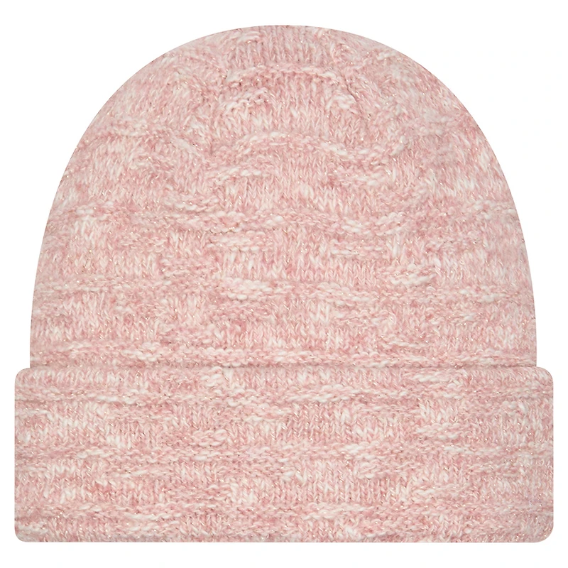 Bonnet en tricot à revers métallisé rose Washington Commanders de New Era pour femme