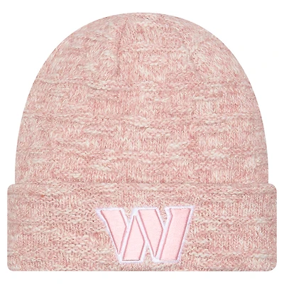 Bonnet en tricot à revers métallisé rose Washington Commanders de New Era pour femme