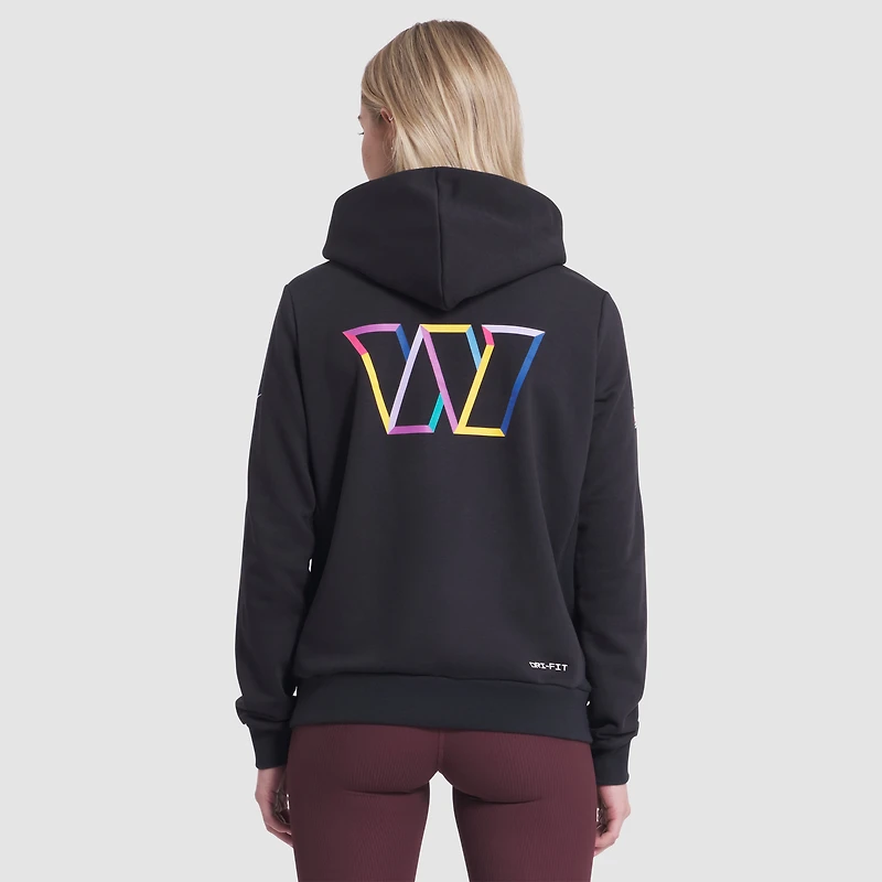 Sweat à capuche Nike noir Washington Commanders 2025 NFL Crucial Catch Sideline Standard Issue Dri-FIT pour femme