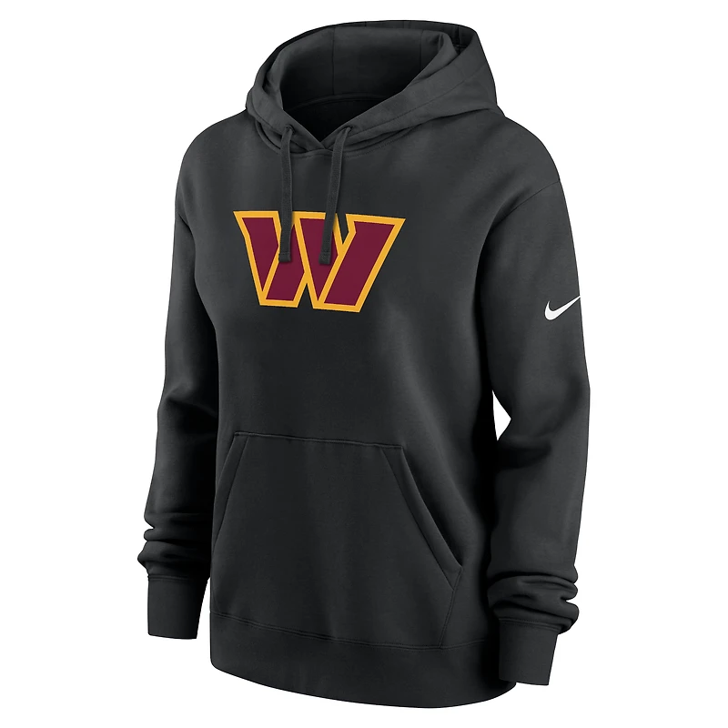 Sweat à capuche en polaire Nike Washington Commanders Club pour femme, noir