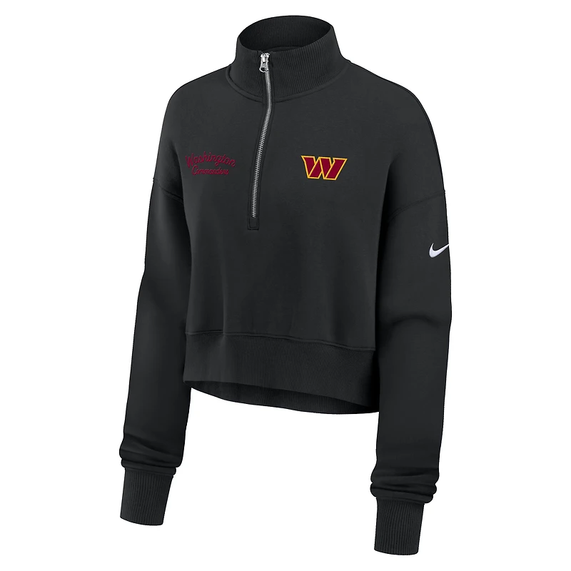 Sweat-shirt Nike noir à demi-zip pour femme Washington Commanders Primetime Phoenix