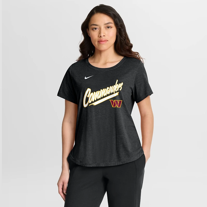 T-shirt Nike noir Washington Commanders Primetime Tri-Blend pour femme