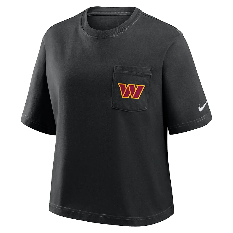 Women's Nike Black Washington Commanders Rewind Pocket Boxy T-Shirt