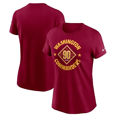 T-shirt Nike Washington Commanders 90e anniversaire pour femme, bourgogne