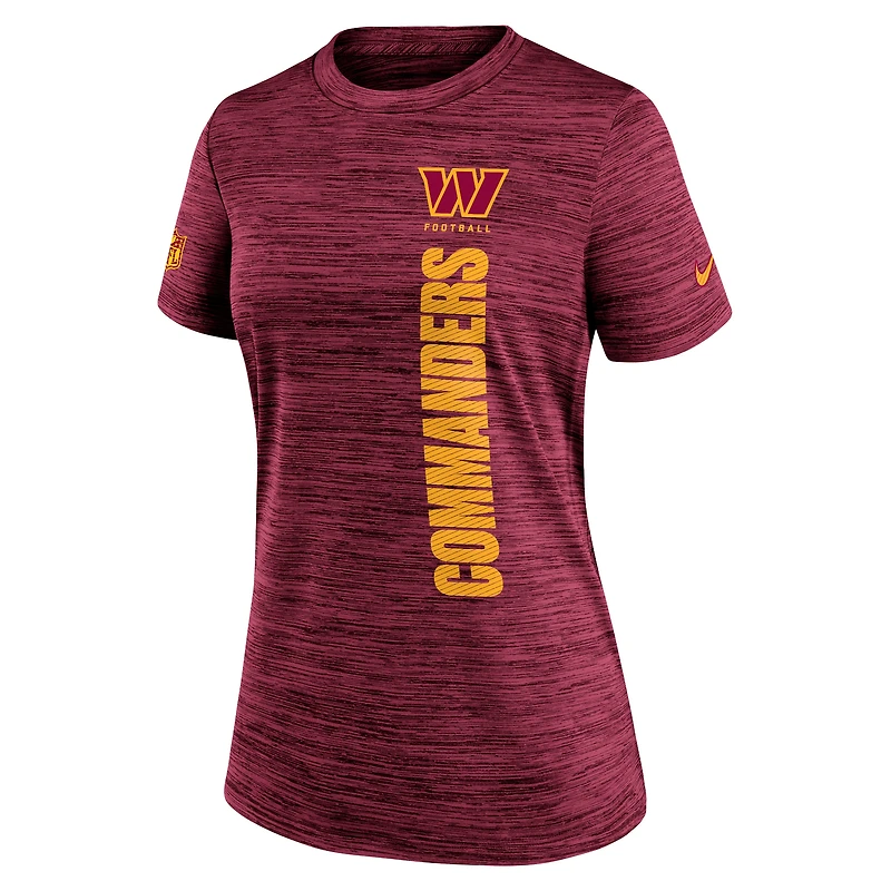 T-shirt Nike bordeaux Washington Commanders Sideline Velocity Dri-FIT pour femme