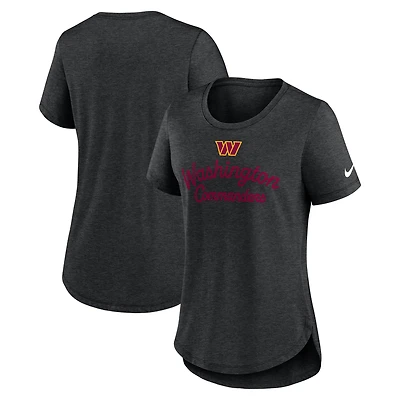 Women's Nike Charcoal Washington Commanders Script Tri-Blend T-Shirt