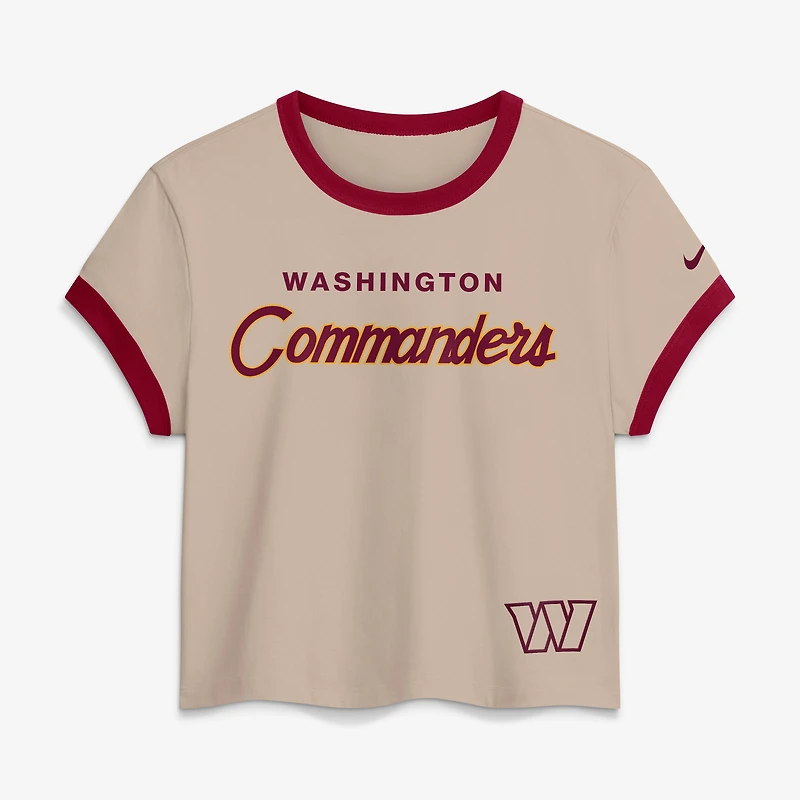 Women's Nike Cream Washington Commanders Rewind Ringer Mod Cropped T-Shirt