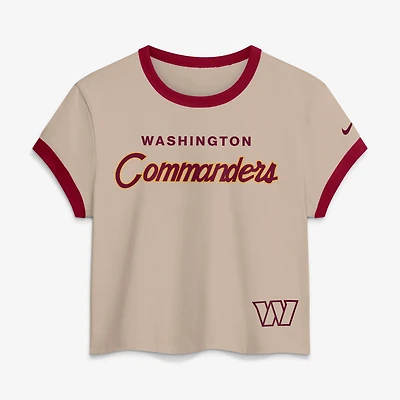 Women's Nike Cream Washington Commanders Rewind Ringer Mod Cropped T-Shirt