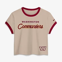 Women's Nike Cream Washington Commanders Rewind Ringer Mod Cropped T-Shirt