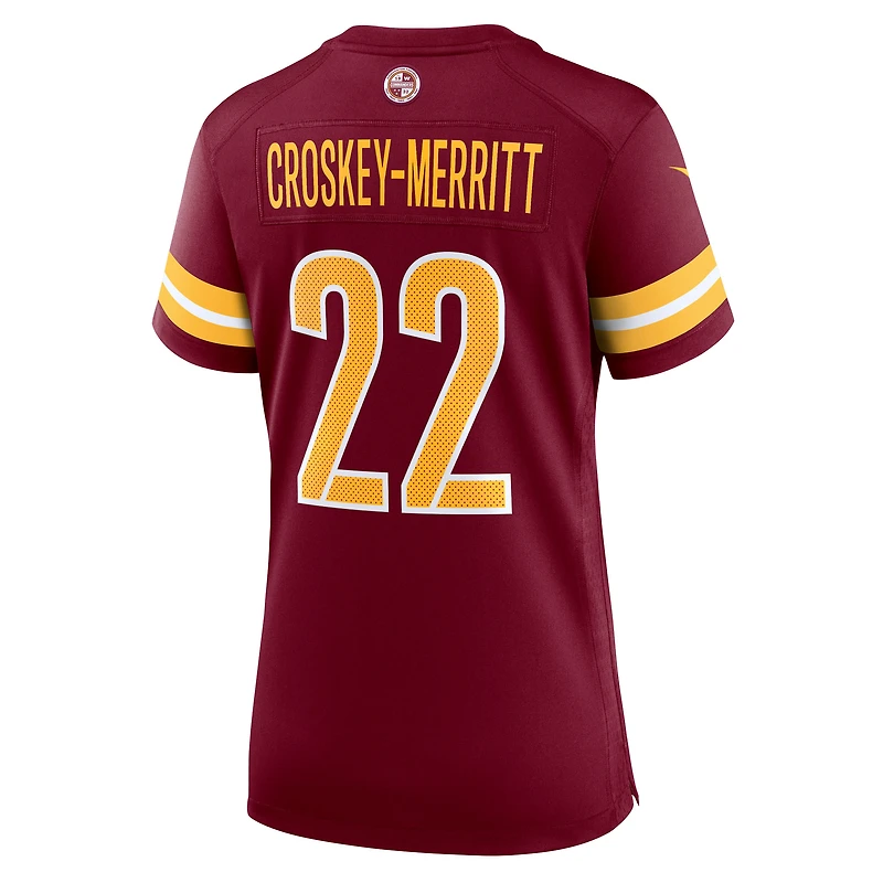 Maillot Nike Jacory Croskey-Merritt bordeaux pour femme des Washington Commanders
