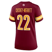 Maillot Nike Jacory Croskey-Merritt bordeaux pour femme des Washington Commanders