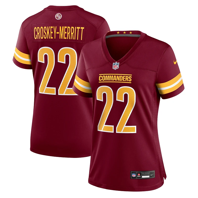 Maillot Nike Jacory Croskey-Merritt bordeaux pour femme des Washington Commanders