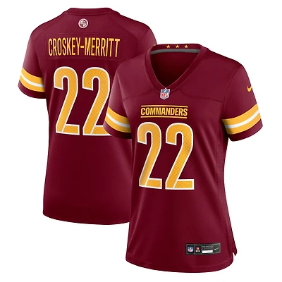 Maillot Nike Jacory Croskey-Merritt bordeaux pour femme des Washington Commanders