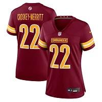 Maillot Nike Jacory Croskey-Merritt bordeaux pour femme des Washington Commanders