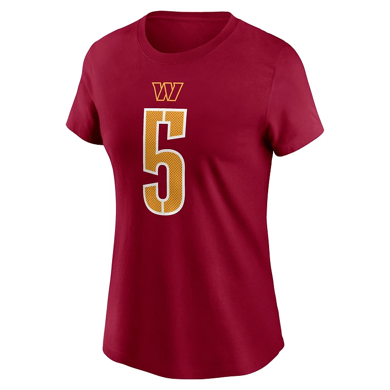 Women's Nike Jayden Daniels Burgundy Washington Commanders  Name & Number T-Shirt