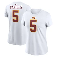 T-shirt Nike Jayden Daniels pour femme, blanc, Washington Commanders, Super Bowl Era, nom et numéro