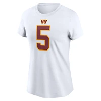 T-shirt Nike Jayden Daniels pour femme, blanc, Washington Commanders, Super Bowl Era, nom et numéro