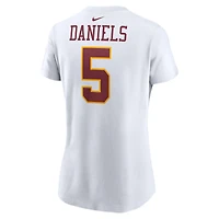 T-shirt Nike Jayden Daniels pour femme, blanc, Washington Commanders, Super Bowl Era, nom et numéro