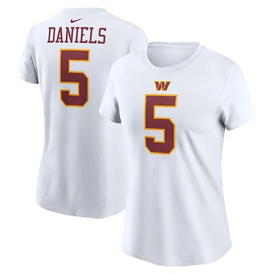 T-shirt Nike Jayden Daniels pour femme, blanc, Washington Commanders, Super Bowl Era, nom et numéro