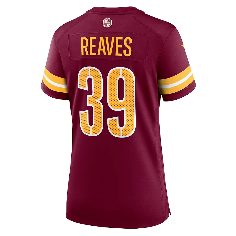 Maillot de match Nike Jeremy Reaves pour femmes, bordeaux, Washington Commanders