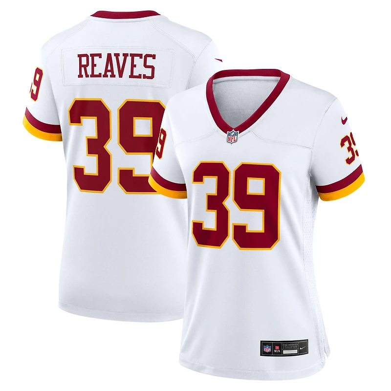 Maillot Nike Jeremy Reaves blanc pour femme, édition Super Bowl, Washington Commanders