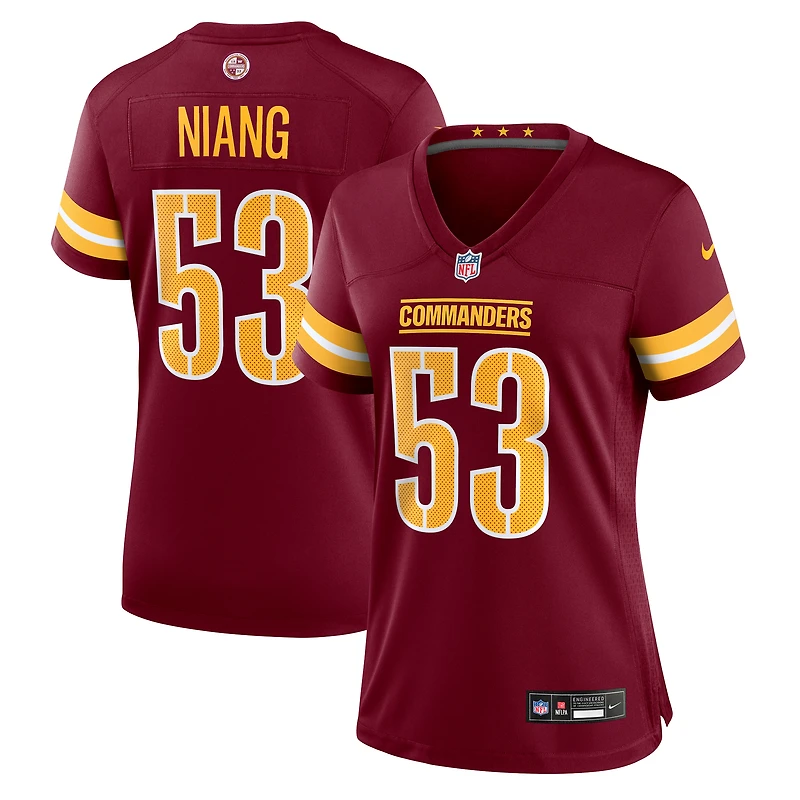 Maillot Nike Lucas Niang bordeaux pour femme des Washington Commanders