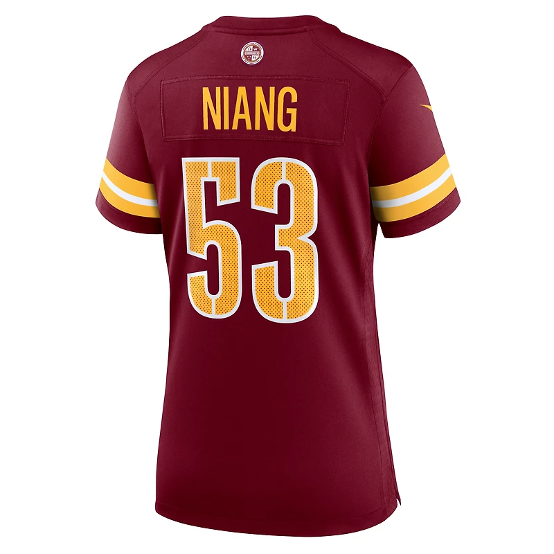 Maillot Nike Lucas Niang bordeaux pour femme des Washington Commanders