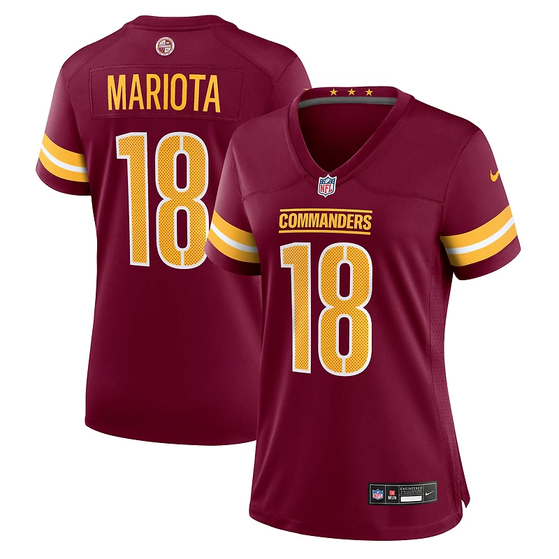 Maillot de match Nike Marcus Mariota bordeaux Washington Commanders pour femme