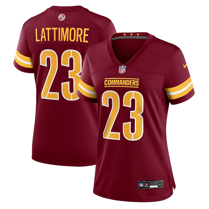 Maillot Nike Marshon Lattimore bordeaux pour femme des Washington Commanders