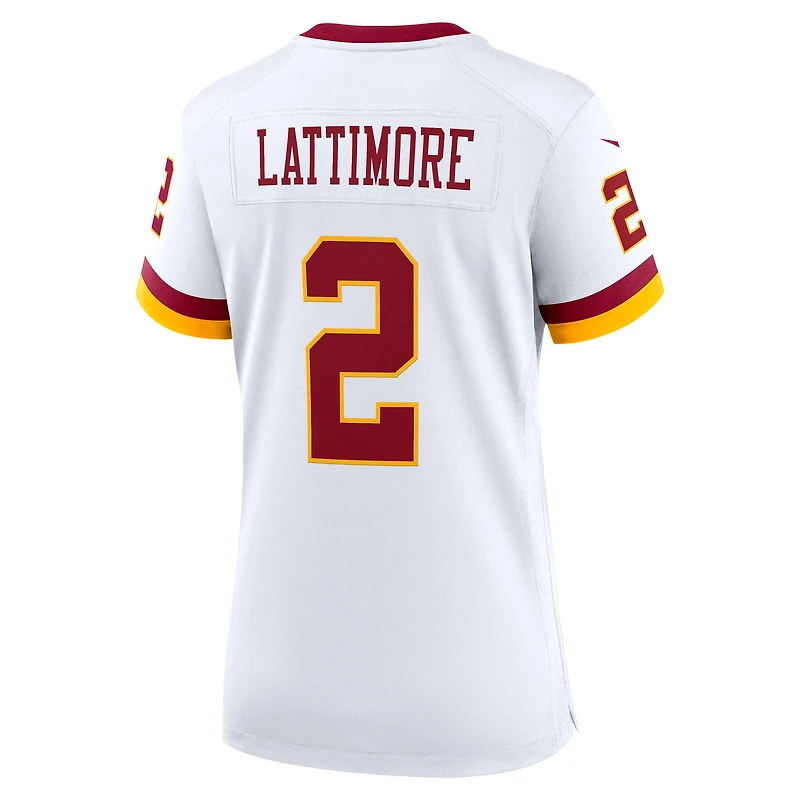 Maillot Nike Marshon Lattimore blanc pour femme, édition Super Bowl, Washington Commanders
