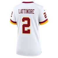 Maillot Nike Marshon Lattimore blanc pour femme, édition Super Bowl, Washington Commanders