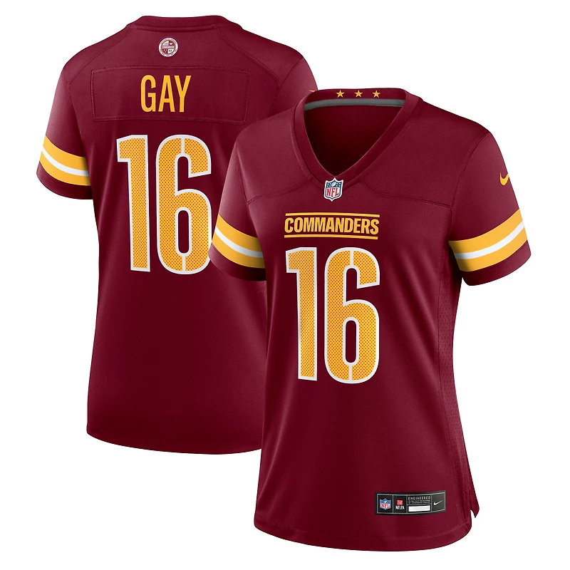 Maillot de match Nike Matt Gay Bordeaux pour femme des Washington Commanders