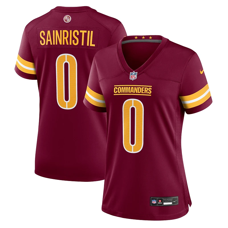 Maillot Nike Mike Sainristil Bordeaux pour femme des Washington Commanders