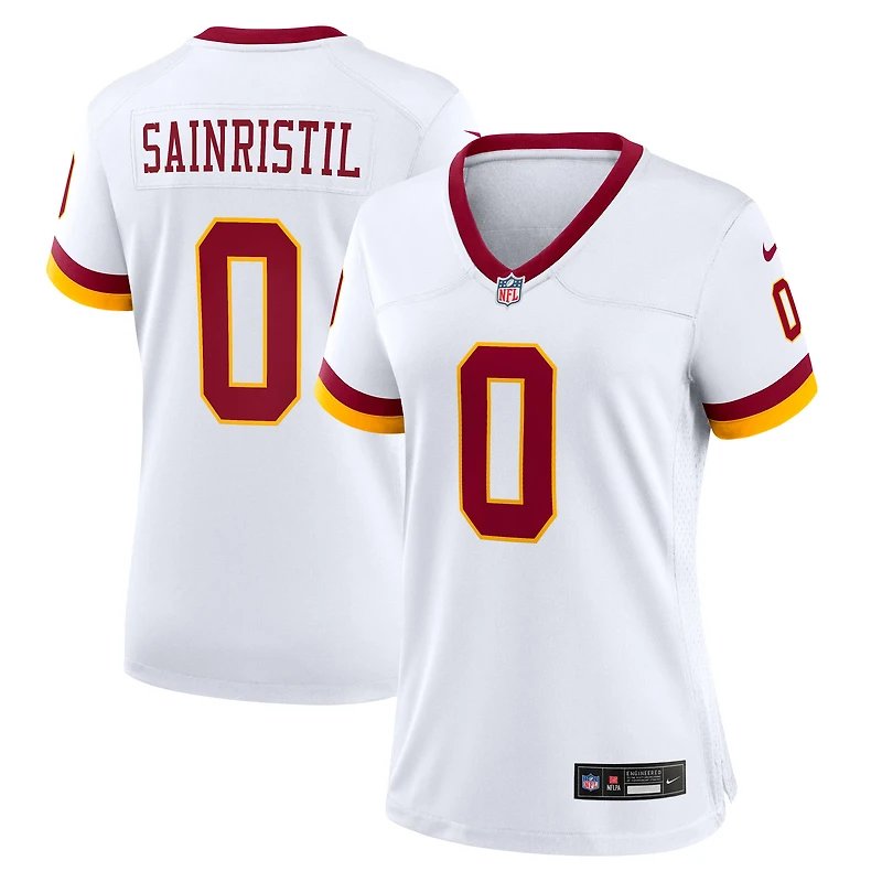 Maillot Nike Mike Sainristil blanc pour femme des Washington Commanders, édition Super Bowl
