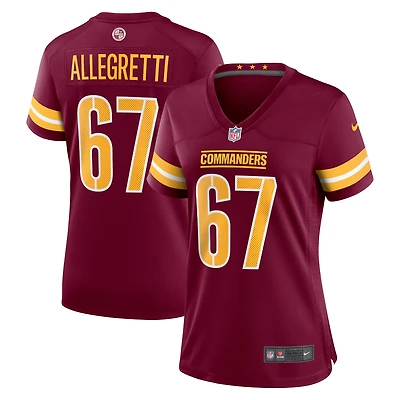 Maillot de match Nike Nick Allegretti pour femmes, bordeaux, Washington Commanders