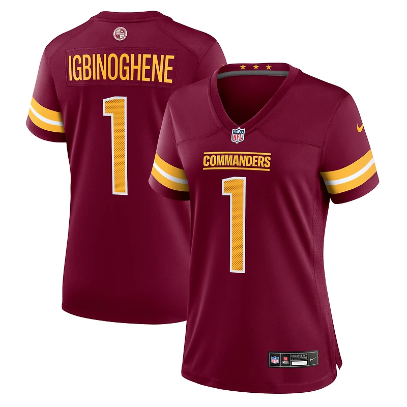 Women's Nike Noah Igbinoghene  Burgundy Washington Commanders Team Game Jersey