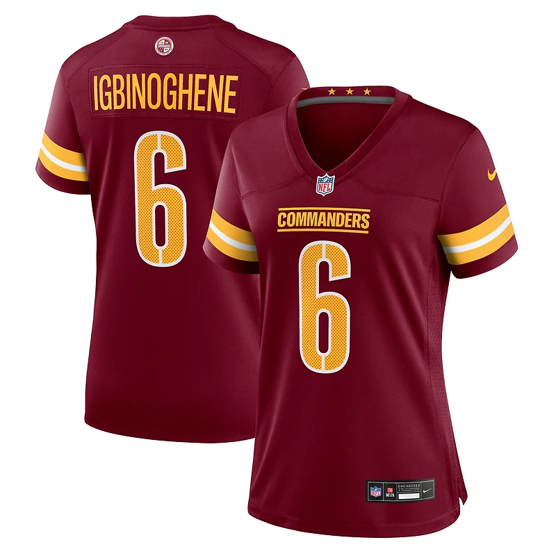 Women's Nike Noah Igbinoghene  Burgundy Washington Commanders Team Game Jersey