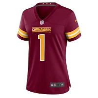 Maillot de match Nike Numéro 1 Bride Bourgogne Washington Commanders pour femme