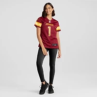 Maillot de match Nike Numéro 1 Bride Bourgogne Washington Commanders pour femme