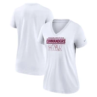 T-shirt à col en V trois mélanges Nike Washington Commanders Hometown Collection pour femme, blanc