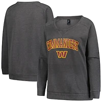Sweat-shirt raglan délavé à l'acide grande taille pour femme, couleur charbon, Washington Commanders