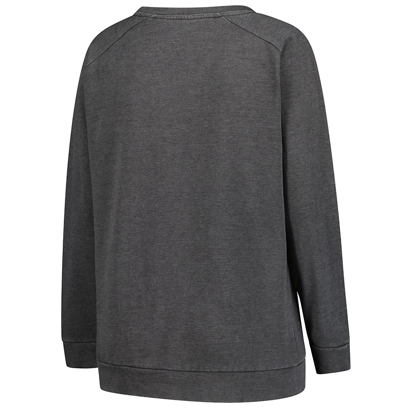 Sweat-shirt raglan délavé à l'acide grande taille pour femme, couleur charbon, Washington Commanders
