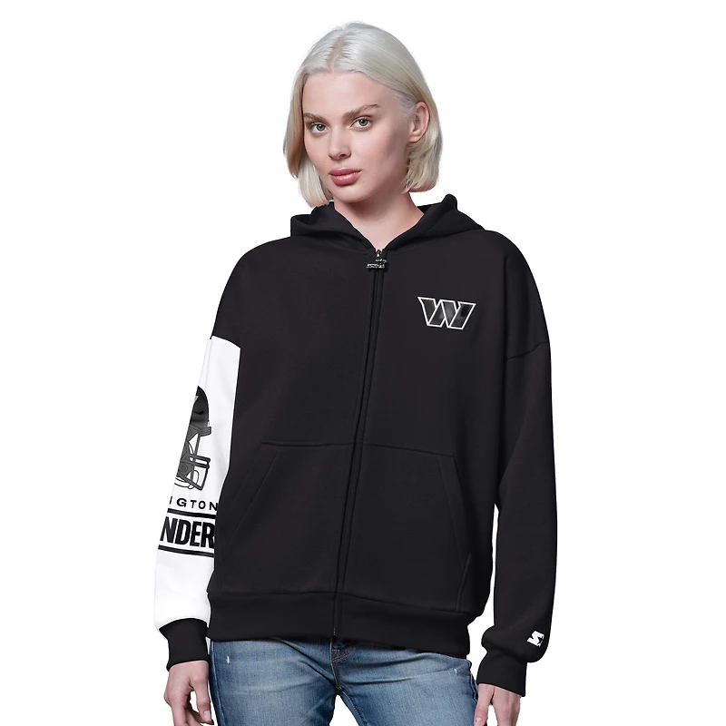 Women's Starter Black Washington Commanders 4th Down Full-Zip Hoodie